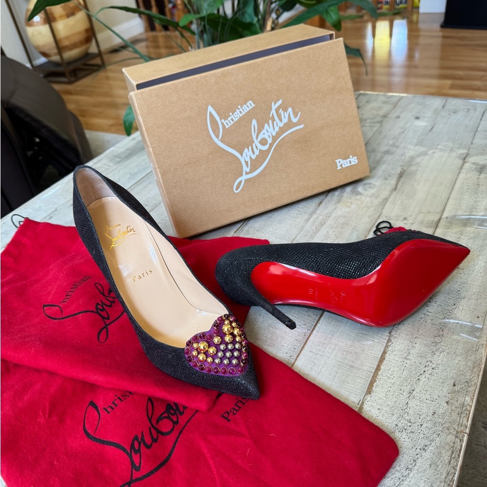 Christian Louboutin Glitter Studded Accents Pumps size 40